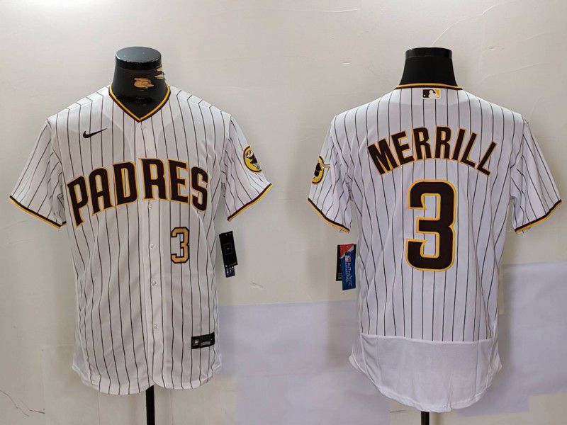 Men San Diego Padres #3 Merrill White stripe Elite 2024 Nike MLB Jersey style 9025->san diego padres->MLB Jersey